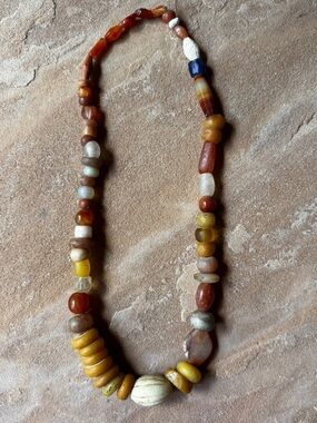 Antique African Trade Bead Strand Mali Excavated ~ Carnelian, Agate, Quartz